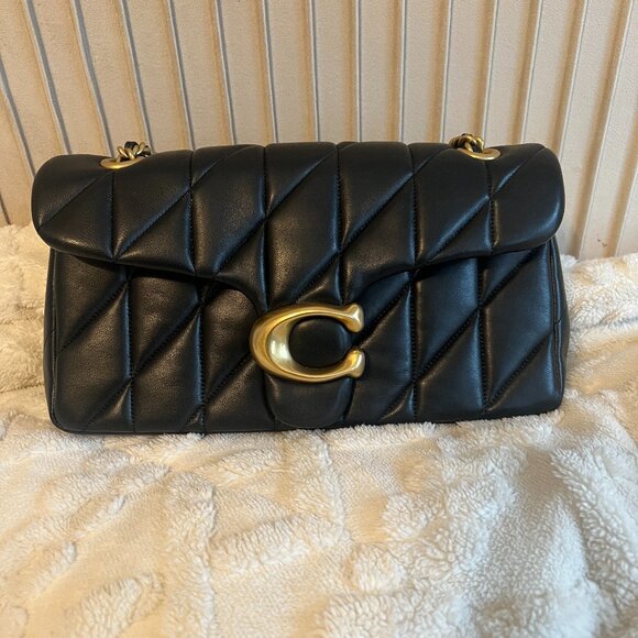 COACH Tabby 26 Quilted Shoulder Crossbody Bag CP150 Black w/ Brass + Dust Bag - Picture 2 of 15